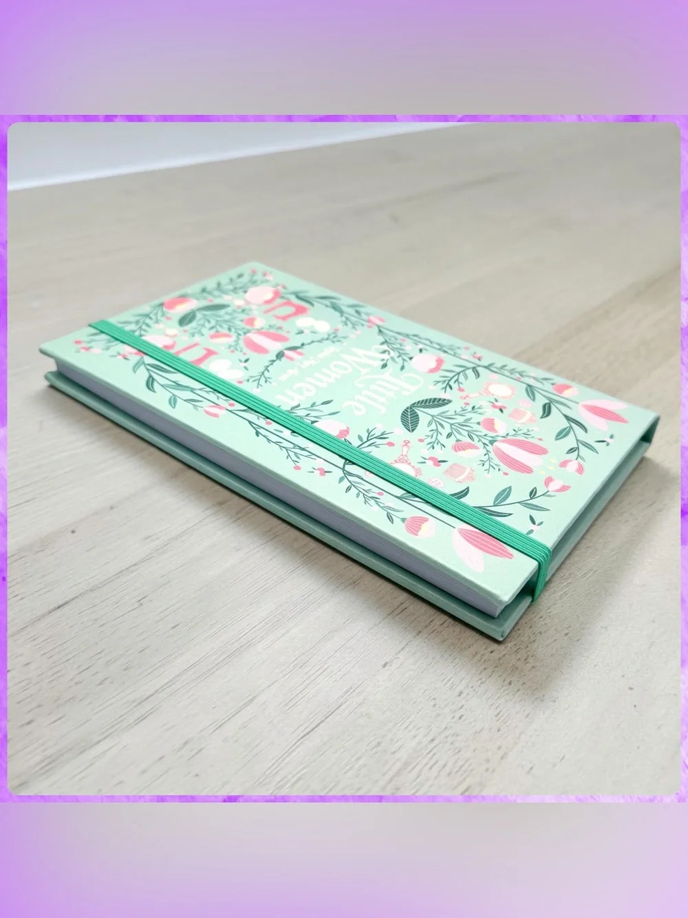 Mint Green Floral LITTLE WOMEN LEATHER JOURNAL w Bookmark Lined Notebook Diary